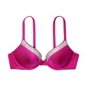 Victoria's Secret Pink and Silver Very Sexy Rhinestone Trim Bikini Top